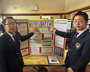 Brothers partnered for a science project on Duality of Light (wave-particle).