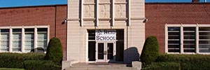 The Reid School building (south side and front entrance).