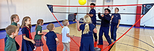 A game of balloon volleyball during the Mini-mini Olympics.