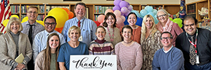 Reid School faculty and staff pose for a picture after the Teacher Appreciation Luncheon.