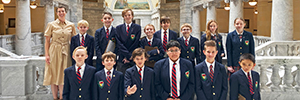Middle School students wear blazers as part of their Field Trip Uniform at the Utah State Capitol Building.